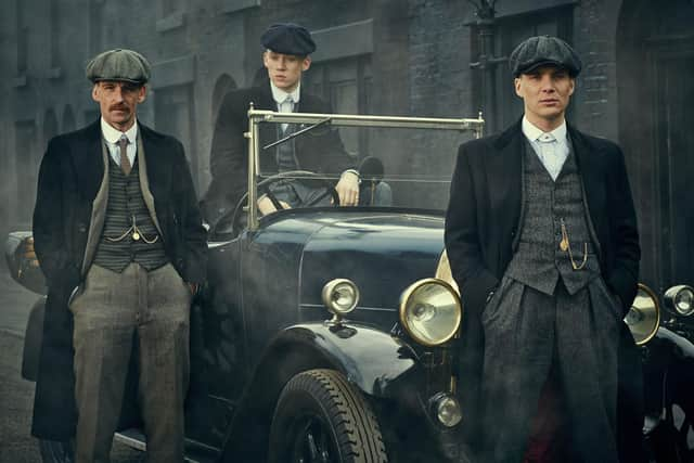 Peaky Blinders is set to return for its final season next week.
Pictured: Arthur Shelby (Paul Anderson), John Shelby (Joe Cole), Thomas Shelby (Cillian Murphy).