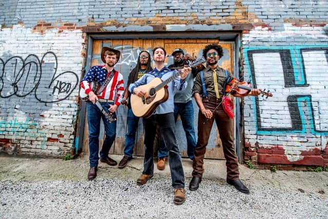 Gangstagrass spends time hanging in Fountain Square for a promo shoot before their show at the HiFi on Wednesday, May 15, 2019. Photo cred Melodie Yvonne