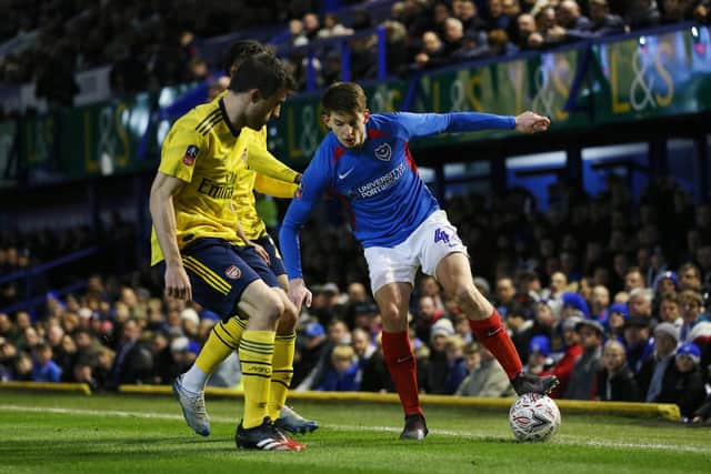Portsmouth's Steve Seddon in action in the first half.