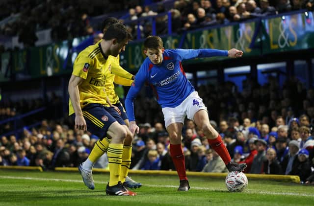 Portsmouth's Steve Seddon in action in the first half.