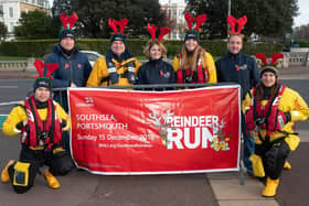 Pictured is: Portsmouth RNLI volunteers stand in for Parkrun volunteers to promote their Reindeer run back in 2019. 

Picture: Keith Woodland (091119-19)