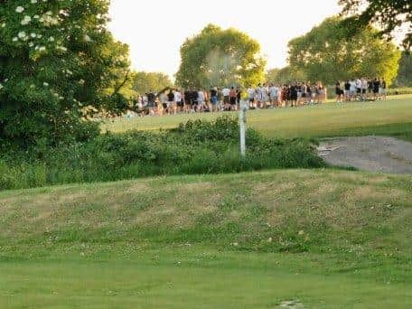 A large group of youths gathers on Salterns rec in Portsmouth on Saturday night