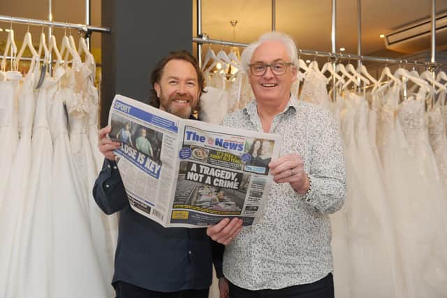 Andrew and Robert Pearce, owners of Creatiques Bridal Boutique in Albert Road, Southsea.Picture: Sarah Standing (090421-6431)