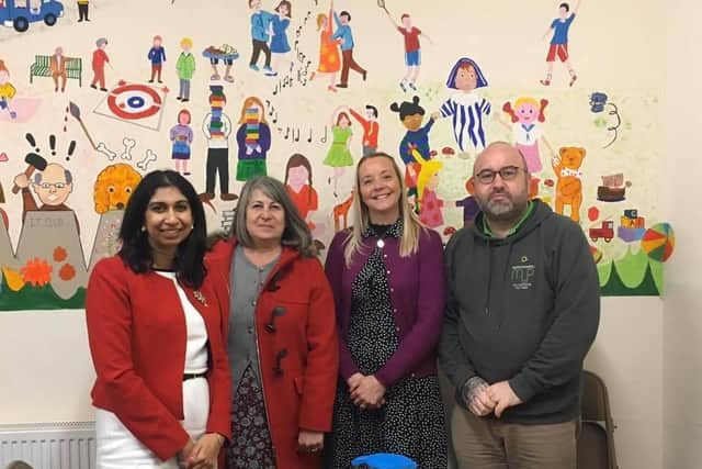 From left, Fareham MP Suella Braverman, Cllr Susan Bell, Solent Shoes owner Amanda Kent, and traders association chairman Darren Beames.