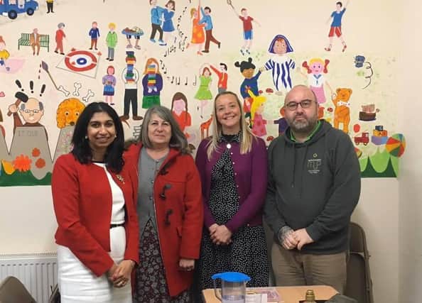 From left, Fareham MP Suella Braverman, Cllr Susan Bell, Solent Shoes owner Amanda Kent, and traders association chairman Darren Beames.