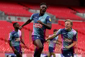 Anthony Stewart celebrates his first-half opener.  Picture: Catherine Ivill/Getty Images