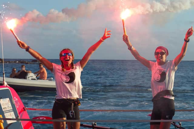 Sara Brewer (right), 64 and her rowing partner Ann Prestidge (left), 35. Sara has become the oldest woman to row an ocean after crossing the Atlantic in 86 days. PA Photo. Issue date: Sunday March 8, 2020. See PA story SPORT Swimming. Photo credit should read: Atlantic Campaigns/Ted Martin/PA Wire