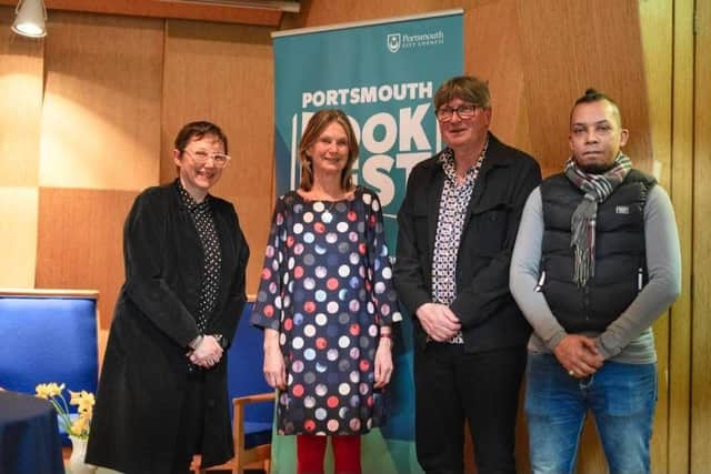 Sam Cox, Maggie Sawkins, Simon Armitage and Majid Dhana at Central Library