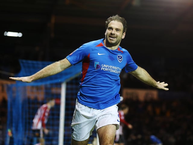 New Pompey boss Kenny Jackett brought Brett Pitman to Fratton Park from Ipswich. He netted twice on his debut in a 2-0 triumph over Rochdale at Fratton Park. Picture: Joe Pepler