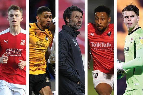 From left: Scott Twine, Josh Ginnelly, Danny Cowley, Ibou Touray, Josh Griffiths