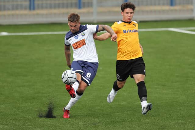 Sam Magri, left, is a major doubt for Wednesday's home National League South game against Dulwich Hamlet. Pic: Dave Haines.

(Photo credit should read Picture/s by Dave Haines)
