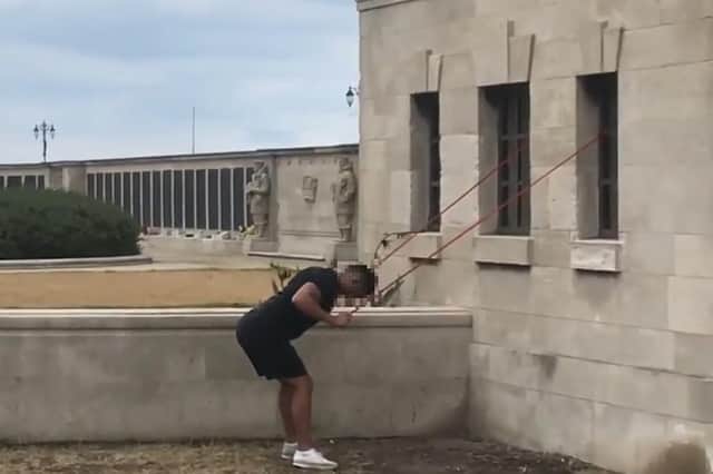 A man was seen using the Portsmouth Naval Memorial at Southsea Common as a personal gym on July 15. Picture: Jay Pycroft