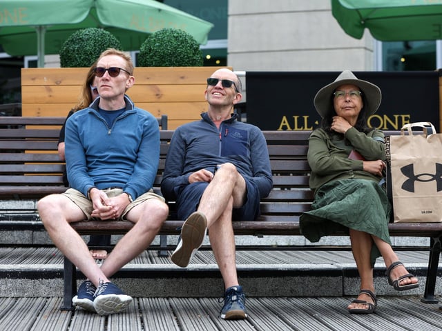 Visitors had a chance to take a seat and watch sailing footage on the big screen. Picture: Chris Moorhouse (160825-09)