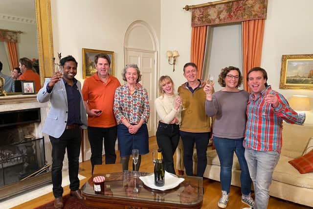 Becketts manager Terence Carvalho, far left, with the other contestants in Four in a Bed
