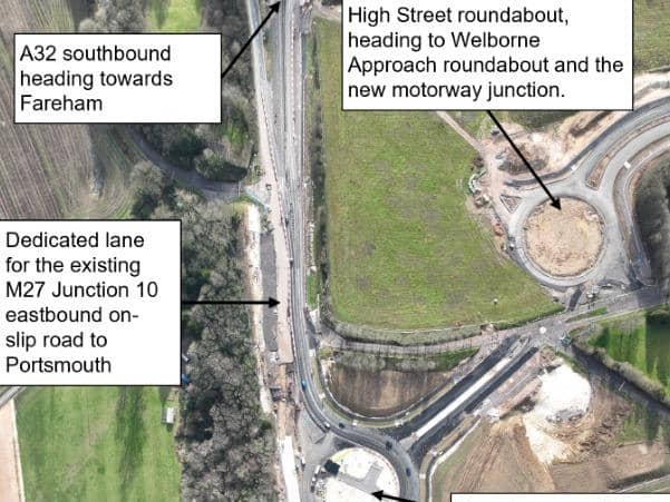 M27 Junction 10 Broadway Roundabout Aerial Visual. Image: Hampshire County Council