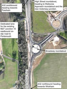 M27 Junction 10 Broadway Roundabout Aerial Visual. Image: Hampshire County Council