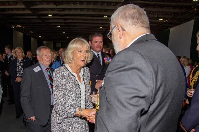 Picture: Duchess of Cornwall greeting people on board HMS QE

Picture: Habibur Rahman