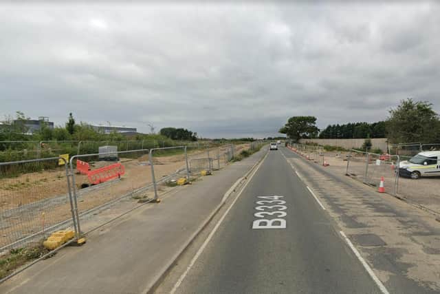 The B3334 Gosport Road in Stubbington will be closed for two weeks while work continues on the new bypass. Picture: Google Street View.