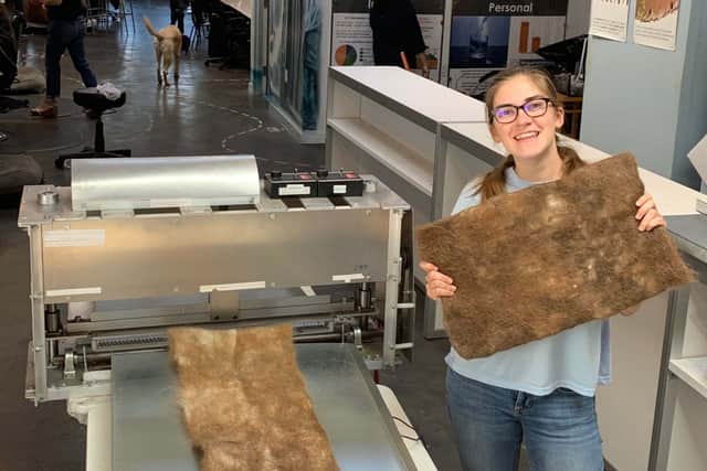 One of the volunteers that works alongside Matter of Trust to make the mats.