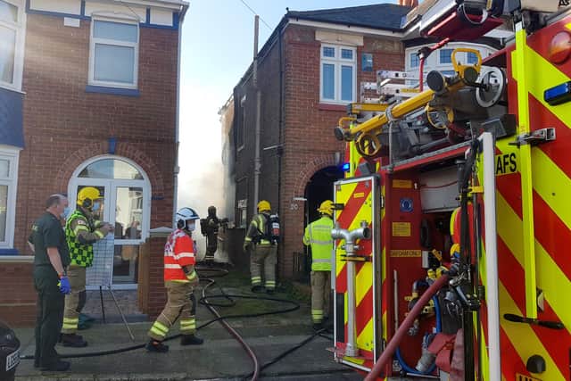 Torrington Road Portsmouth, an elderly woman was rescued by fireman, still ongoing. Picture: Steve Lewis