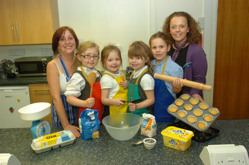 A new kitchen at Throston Primary School meant a chance to have a baking session in 2009. Making cakes were teacher Nichola Fleetham-Reid and teaching assistant Brenda Wharton with Hollie Shackleton, Kaitlin Eglintine, Kate Gordge and Lauren Meddes.