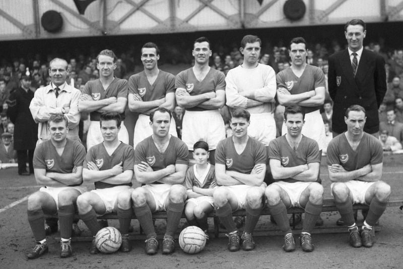 Group photo of British soccer team Portsmouth FC, UK, 22nd April 1964. (Photo by Lemmon/Daily Express/Hulton Archive/Getty Images)