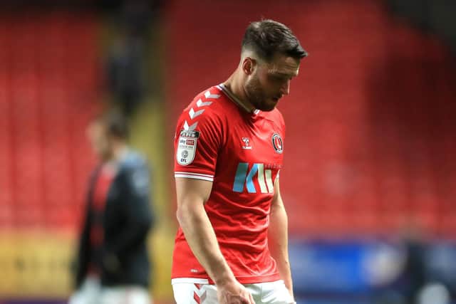 Charlton Athletic's Conor Washington last night after Crewe's late equaliser. Photo credit should read: Adam Davy/PA Wire.