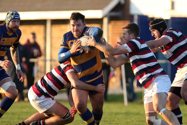 Sean Shepherd, pictured in action for Gosport & Fareham, returned to the field despite suffering a knee injury to score Havant's last-gasp converted winning try at Maidenhead Picture: Chris Moorhouse