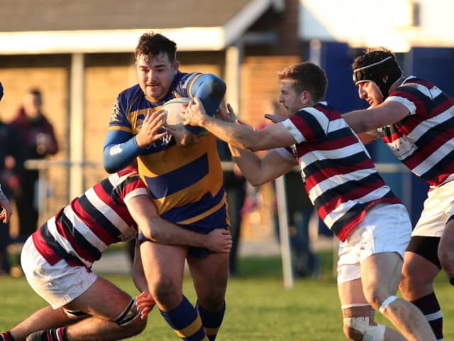 Sean Shepherd, pictured in action for Gosport & Fareham, returned to the field despite suffering a knee injury to score Havant's last-gasp converted winning try at Maidenhead Picture: Chris Moorhouse