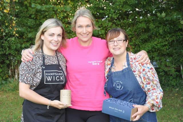 Becky Carpenter, owner of Hampshire Wick, Sara Gohl, and Di Amey, owner of The Wild Tea Bar
