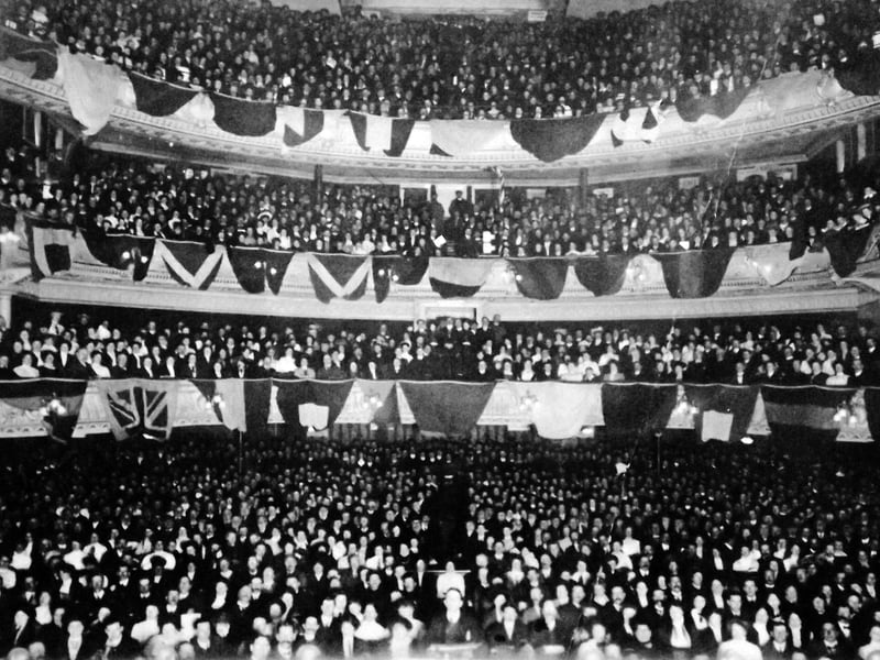 A packed Kings Theatre full of Crimean War and Mutiny veterans to celebrate the occasion.
Picture: Robert James collection