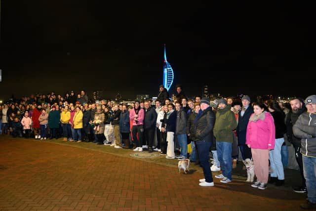 Pictured is:  Friends and family gather for the vigil.

Picture: Keith Woodland (290121-60)