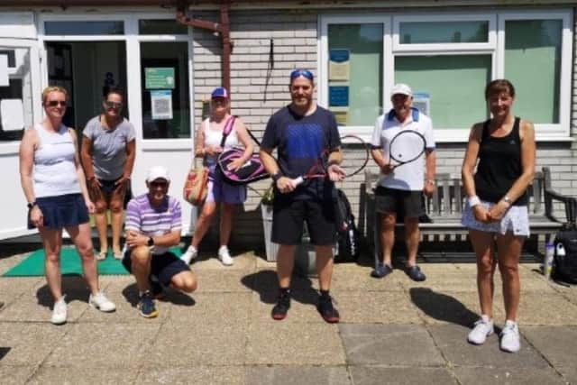 Alverstoke 2 v Southsea (from left): Ashley Law, Tara Creasy, Andy Bowbrick, Clare Keiditsch, Tony Norish, Adrian Allsop, Tracey Lazenbury