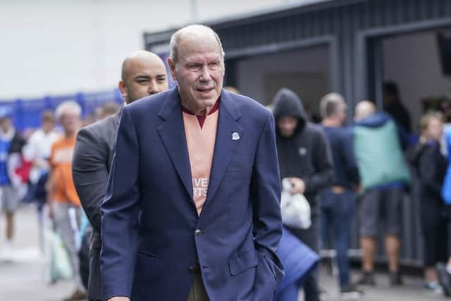 Pompey chairman Michael Eisner walks around Fratton Park prior to the season-opening game against Bristol Rovers