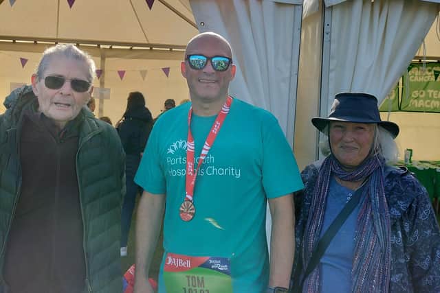 Tom Weeks pictured with dad Jim and his mum