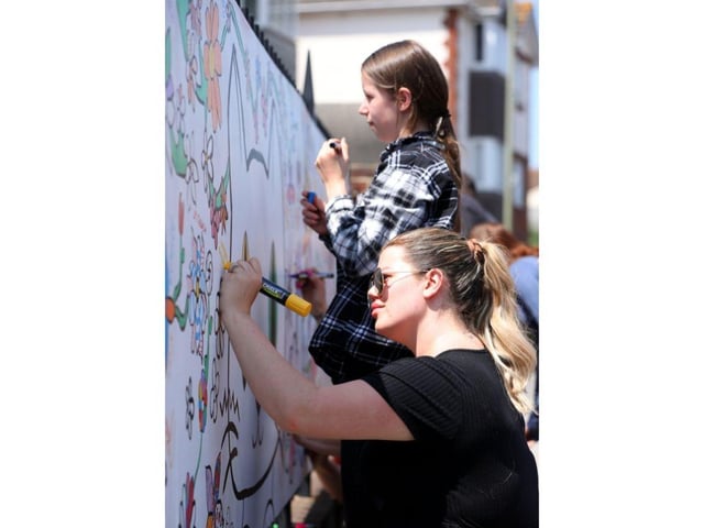 Victoria Kent (bottom). A mural is painted in a collaboration between St John's C of E Church on Forton Road, Gosport, and Gosport and Fareham Multi-Academy Trust
Picture: Chris Moorhouse (jpns 270523-19)