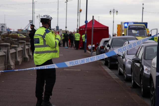 A motorbike and pedestrian have crashed in Clarence Esplanade, Southsea, Portsmouth, on November 8. Picture: Habibur Rahman