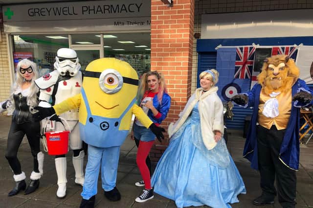 Characters at the fundraising event