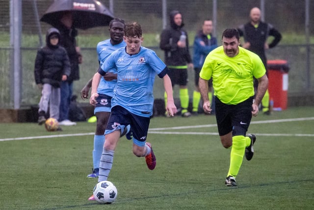 Portchester Rovers (blue) v Carberry. Picture by Alex Shute