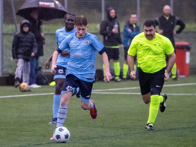 Portchester Rovers (blue) v Carberry. Picture by Alex Shute