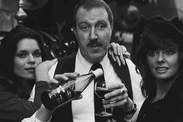 (left to right) Francesca Gonshaw, Gordon Kaye and Vicki Michelle of British sitcom 'Allo 'Allo! (photo: Getty Images)