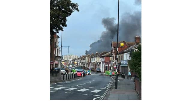 A fire erupted in New Road, Fratton, this morning. Pic Simon McClumpha