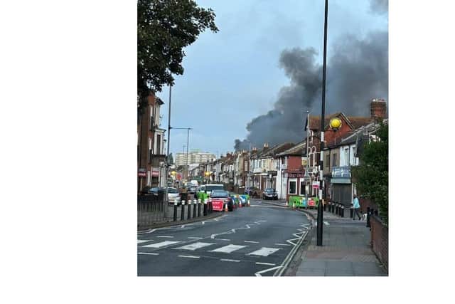 A fire erupted in New Road, Fratton, this morning. Pic Simon McClumpha
