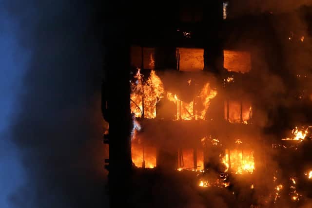 Flames and smoke engulf Grenfell Tower in 2017. The news comes as rules are expected to change in Hampshire over how fire crews tackle similar high-rise fires. Photo: Daniel Leal-Olivas/AFP via Getty Images.