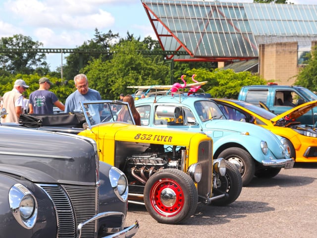 Cars on display at the Custom and American Show