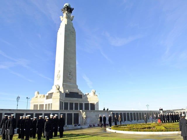 The Portsmouth Naval Memorial on Southsea Common commemorates all those lost at sea in the world wars. The memorial commemorates approximately 25,000 British and Commonwealth sailors who were lost in the World Wars, around 10,000 sailors in the First World War, and 15,000 in the Second World War. The memorial features a central obelisk, with names of the dead on bronze plaques arranged around the memorial according to the year of death.
Picture: Malcolm Wells (133084-9966)