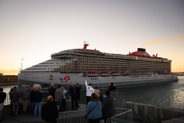 Pictured is: People on the Round Tower wave to the MV Resilient Lady Picture: Keith Woodland (140921-33)