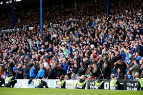 Pompey fans during the last home game of the season, Portsmouth v Wigan Athletic, at Fratton Park, PortsmouthPicture: Chris  Moorhouse