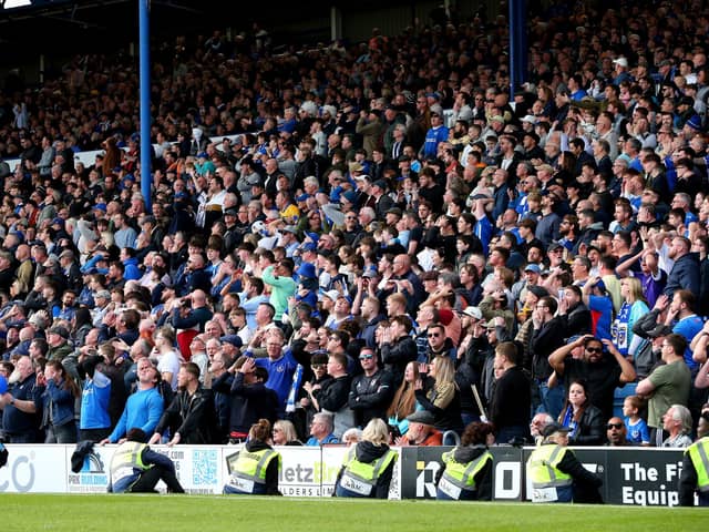 Pompey fans during the last home game of the season, Portsmouth v Wigan Athletic, at Fratton Park, PortsmouthPicture: Chris  Moorhouse