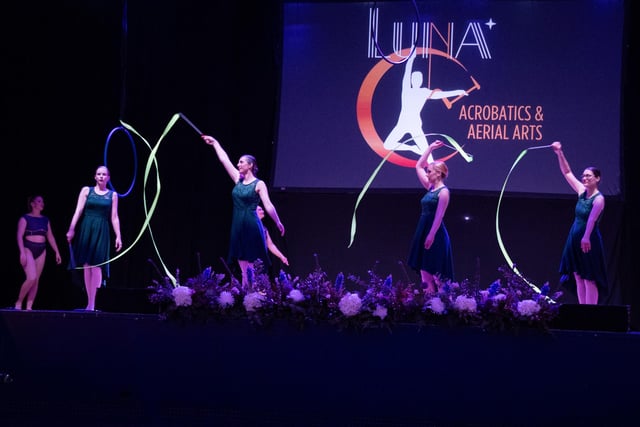 Luna Acrobatics and Aerial arts entertain the guests at The Inspirational Women Of Portsmouth Awards 2024